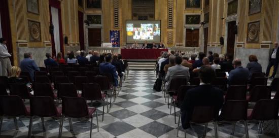 Il Salone del Minor Consiglio durante l'assemblea di Anci Liguria