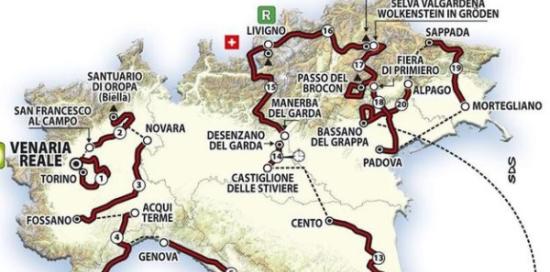 Cartina Giro - parte Nord Italia