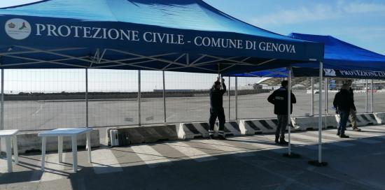 l'allestimento dell'hub a piazzale Kennedy