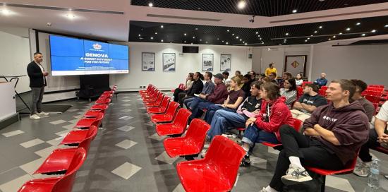 Gli studenti tedeschi nell'auditorium del Matitone