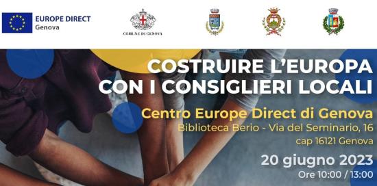locandina evento Genova Europe Direct con elenco partecipanti