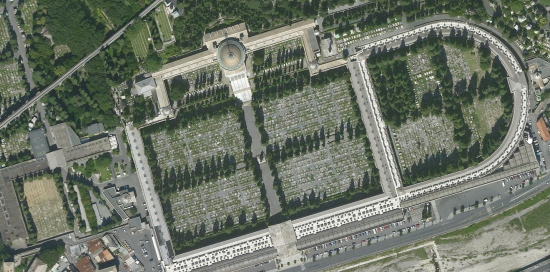 Un'immagine da satellite del Cimitero Monumentale di Staglieno