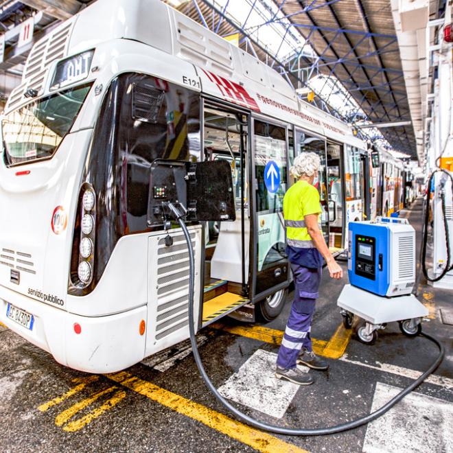 Autobus AMT in rimessa