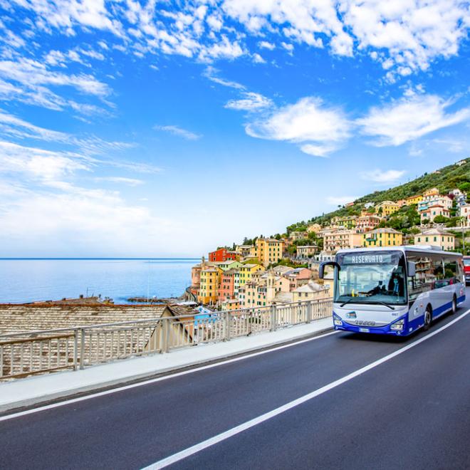 Autobus ATP su strada provinciale lungo mare