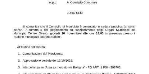 Convocazione Consiglio Municipale