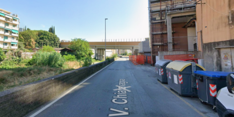Il tratto di via Chiaravagna interessato dall'interruzione temporanea della circolazione