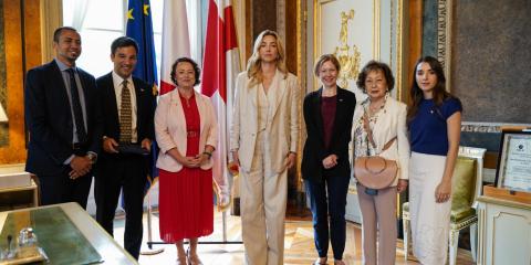 Foto a margine dell'incontro a Palazzo Tursi: Catherine McKinnell è alla destra della sindaca Salis