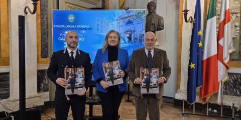 Presentazione calendario 2026 della Polizia Locale-Manzo, Viscogliosi e Garrone