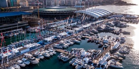 Il Waterfront di Levante durante una recente edizione del Salone Nautico