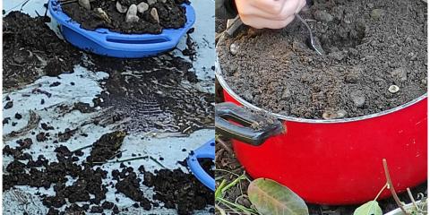 attività in giardino con la terra