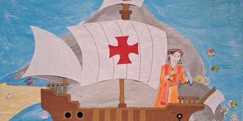 elaborato pittorico realizzato per il progetto Il mare, il viaggio e le scoperte