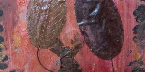 collage e pittura con le foglie autunnali