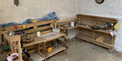 la cucina dei bambini in giardino Nido Filastrocca