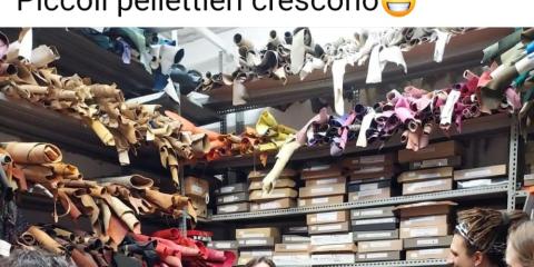 in visita alle attività commerciali del quartiere(Pelletteria)