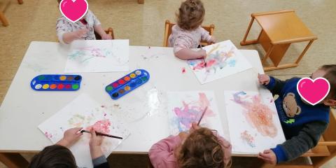 pittura a tavolino con tempere