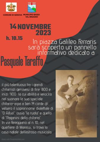Scopertura pannello informativo dedicato a Pasquale Taraffo Scopertura pannello informativo dedicato a Pasquale Taraffo