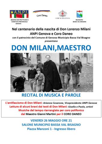 Don Lorenzo Milani, maestro - recital di musica e parole Don Lorenzo Milani, maestro - recital di musica e parole