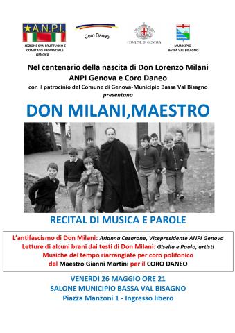 Don Lorenzo Milani, maestro - recital di musica e parole