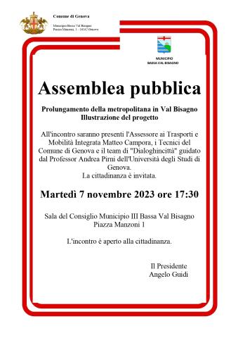 Assemblea Pubblica sul Prolungamento della metropolitana in Val Bisagno. Illustrazione del progetto Assemblea Pubblica sul Prolungamento della metropolitana in Val Bisagno. Illustrazione del progetto