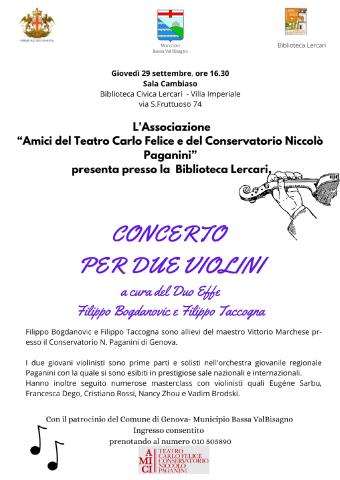 Concerto per due violini a Villa Imperiale Concerto per due violini a Villa Imperiale