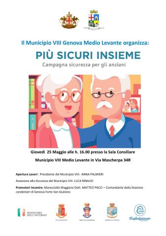 PIU' SICURI INSIEME Locandina campagna di sicurezza per gli anziani