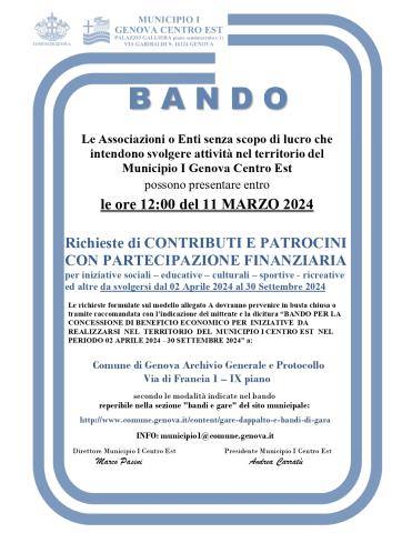 Manifesto Bando Contributi Aprile-Settembre 2024