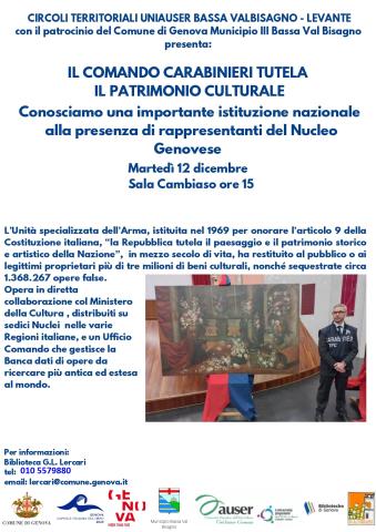 Il Comando Carabinieri tutela il patrimonio culturale-incontro