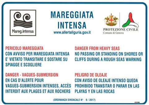 Cartello rischio Mareggiata