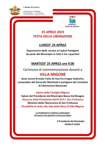 Manifestazioni commemorative del 25 Aprile