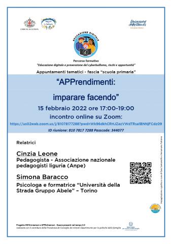 locandina incontro formativo "APPrendimenti: imparare facendo" 15 febbraio 2022 locandina incontro formativo "APPrendimenti: imparare facendo" 15 febbraio 2022