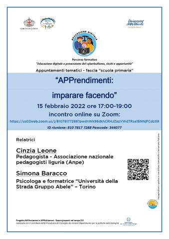 locandina incontro formativo "APPrendimenti: imparare facendo" 15 febbraio 2022