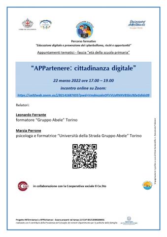 locandina incontro formativo educazione digitale 22 marzo 2022