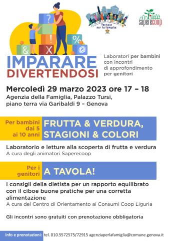 IMPARARE DIVERTENDOSI Laboratori per bambini con incontri di  approfondimento per genitori, Comune di Genova