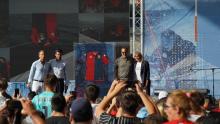 Presentazione nuova maglia Genoa Cfc con Dg Ricciardella, Frendrup, Ad Balsquez e assessore Bianchi