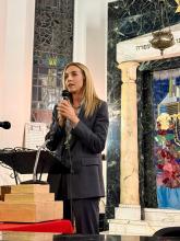 L'intervento nella sinagoga di via Bertora della sindaca Salis