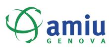 Logo di Amiu Genova: un globo verde su sfondo bianco "tracciato" da tre frecce e la scritta "amiu GENOVA" Logo di Amiu Genova: un globo verde su sfondo bianco "tracciato" da tre frecce e la scritta "amiu GENOVA"