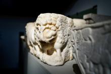 leone di marmo particolare di un capitello