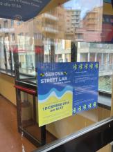 Un volantino che annuncia le iniziative del 1° dicembre per l’inaugurazione ufficiale di Genova Street Lab