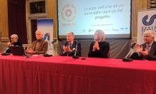 Il banco dei relatori a Palazzo Ducale: al centro l'assessore Bianchi