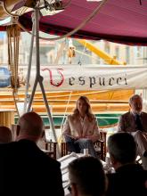 Una foto scattata a bordo della Amerigo Vespucci durante la presentazione dell'evento