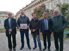 foto di gruppo in giardini: Beltrami, Piciocchi, Gambino, Mendelevich, Baroni