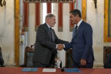 il sindaco Bucci e il sindaco di Santos