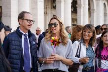 La sindaca Salis con l'assessora Lodi e l'assessore regionale Nicolò