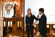 La sindaca sul palco insieme al giornalista Matteo Macor
