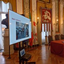 Una delle slide mostrate durante il convegno: citata la mobilità ciclabile della Municipalità di Basilea