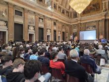 La sala del Maggior Consiglio di Palazzo Ducale gremita di studenti durante la cerimonia ufficiale del Giorno della Memoria La sala del Maggior Consiglio di Palazzo Ducale gremita di studenti durante la cerimonia ufficiale del Giorno della Memoria