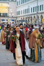 L'arrivo del corteo storico in piazza De Ferrari