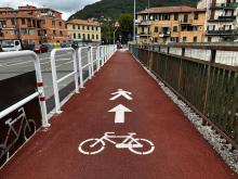 Un dettaglio della nuova ciclabile