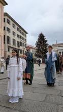 I figuranti della Madonna e di San Giuseppe in piazza De Ferrari