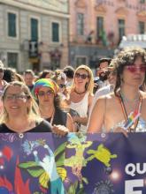 La sindaca Salis al corteo del Liguria Pride